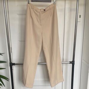 Classic High-Rise Straight Leg Trousers - Cream